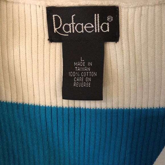 Rafaella Turquoise Sleeveless Striped Top Large - Picture 3 of 5